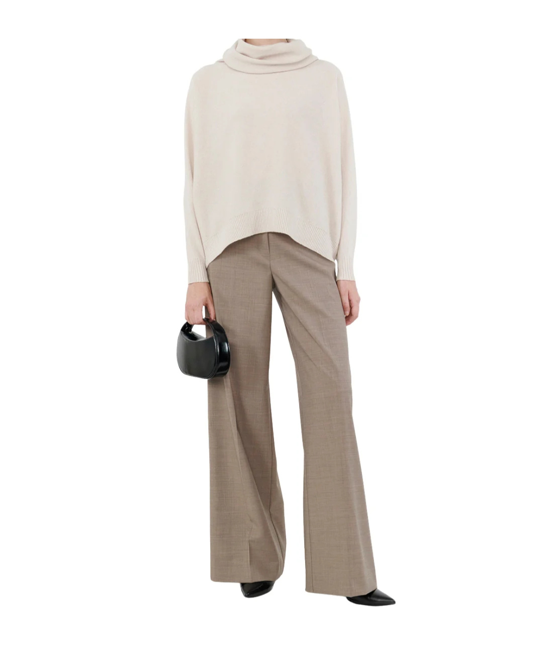 D Exterior Long-sleeved Ribbed Sweater In White