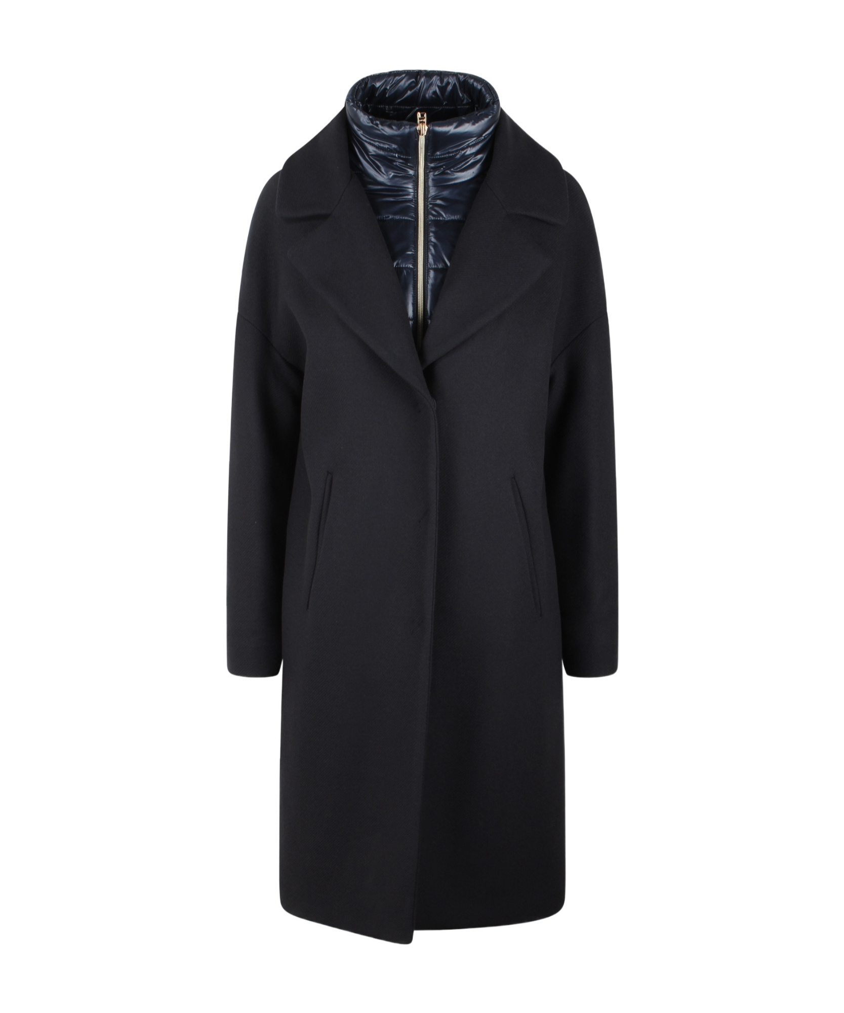 Herno Black Padded Single-breasted Coat In Mixed Of Tech Materials Woman In Black