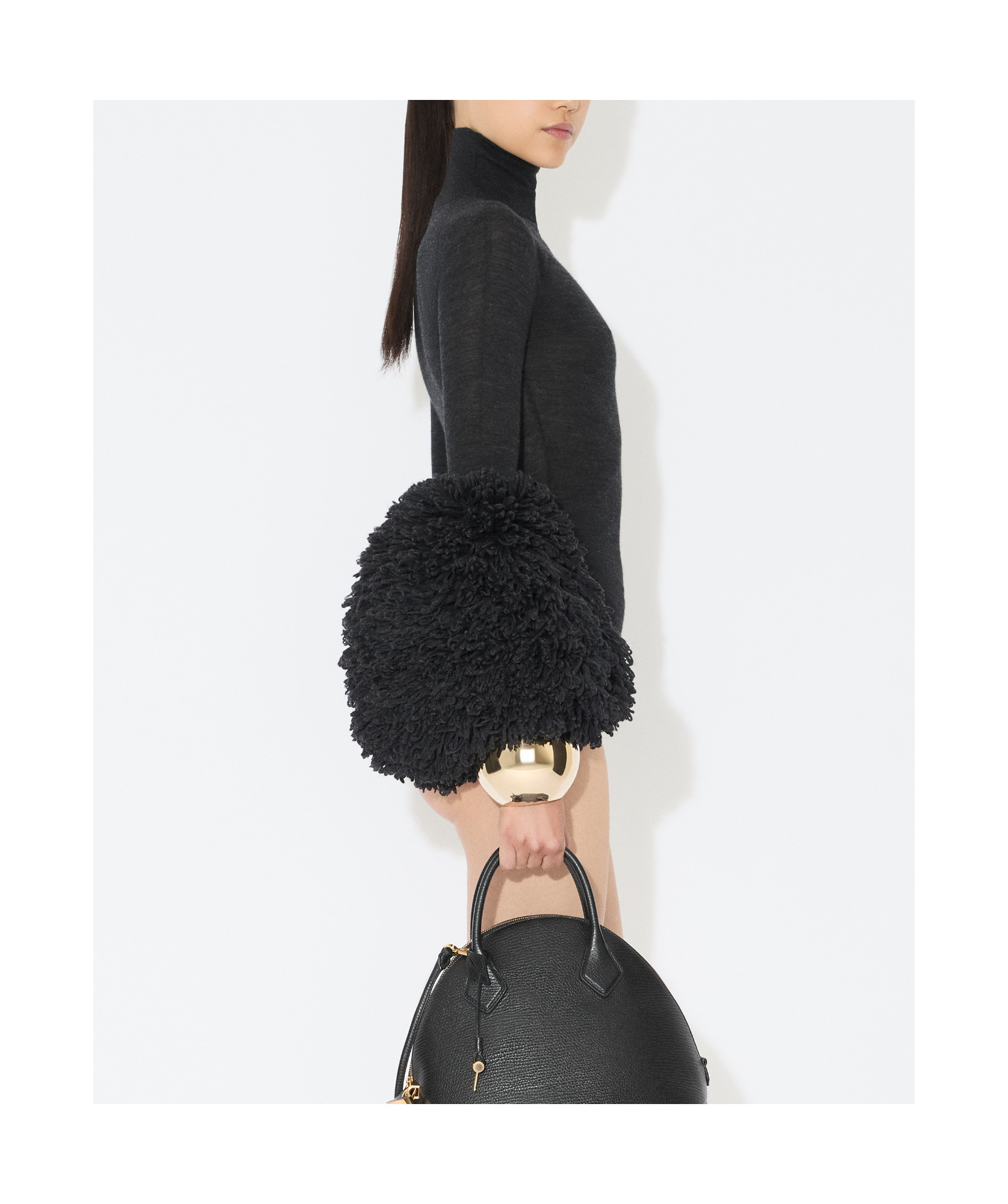 Shop Alaïa High-neck Draped Knit Bodysuit In Black
