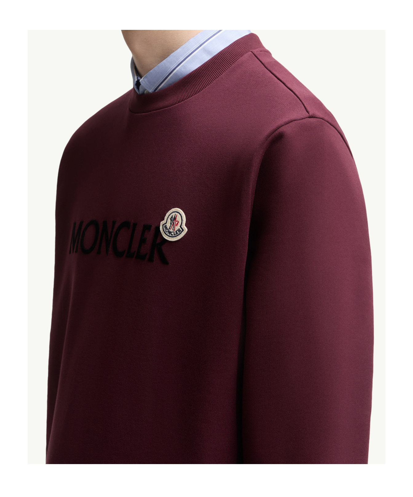 Moncler Maroon Crewneck Logo Sweatshirt In Brown