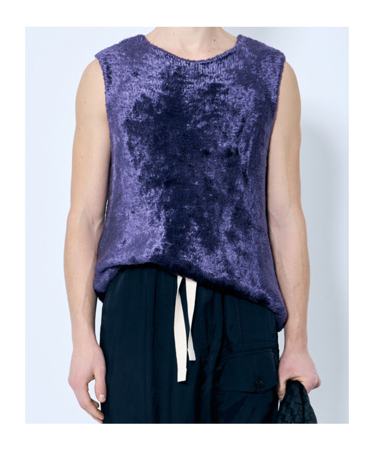 Dries Van Noten Fluffy Knit Top In Blue