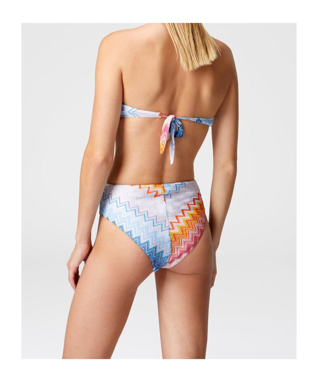 Shop Missoni Zigzag-knit Bikini Set In Blue