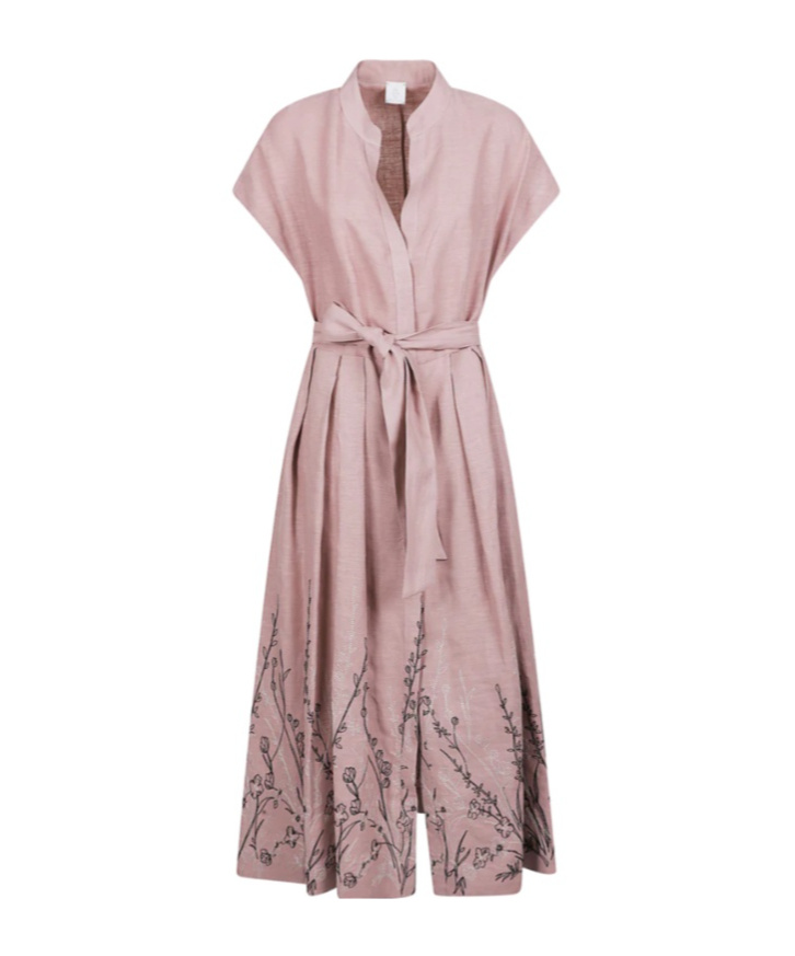 Eleventy Front Belt Dress In Brown