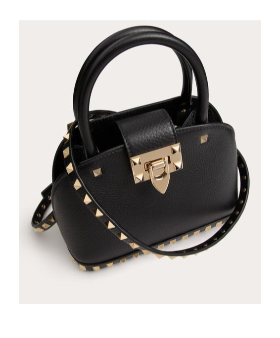 Valentino Garavani Garavani Rockstud Small Handbag In Grainy Calfskin Woman Black Uni In Black