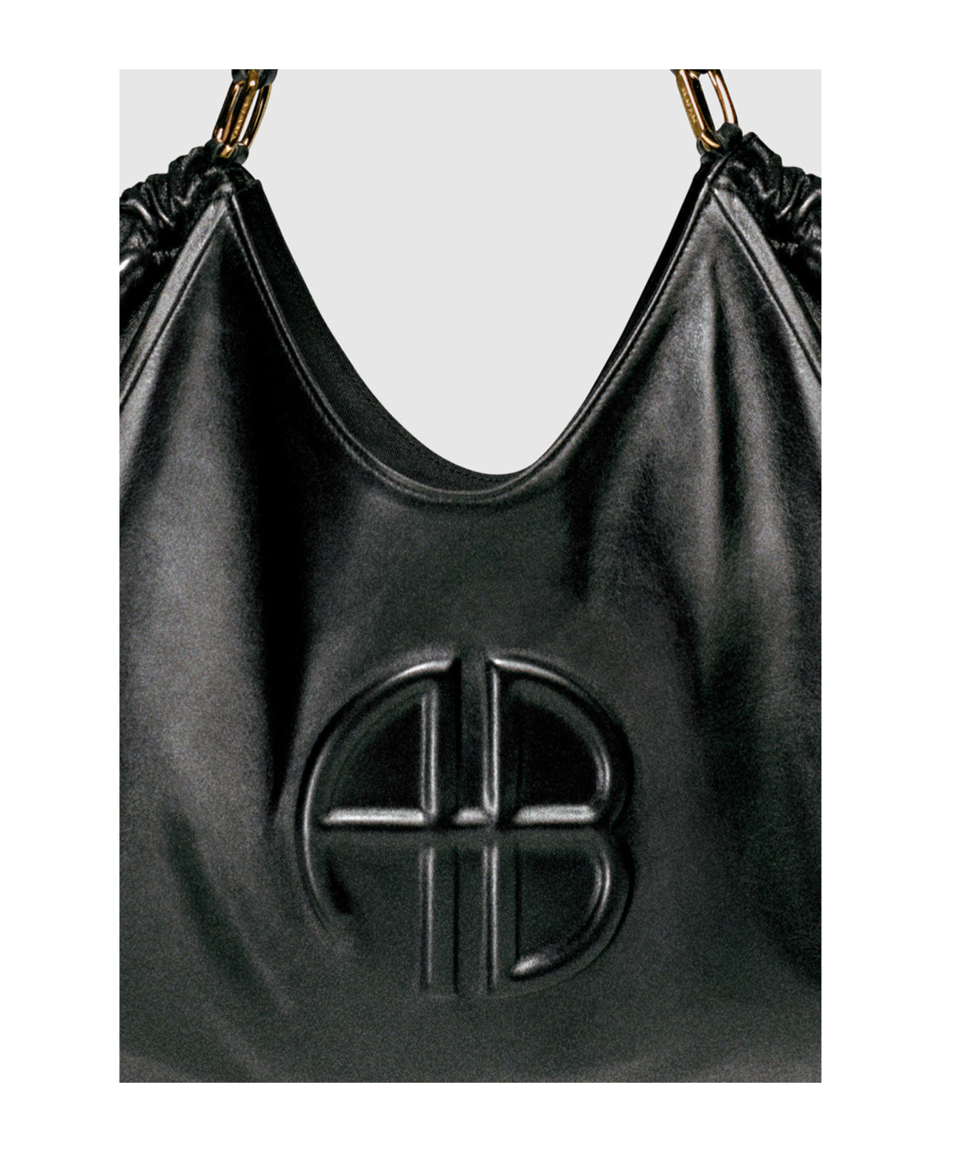 Shop Anine Bing Logo-embossed Leather Tote Bag In Black