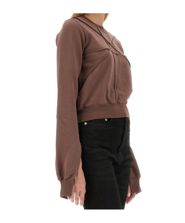 Rick Owens Drkshdw Drkshdw By Rick Owens Cropped Sweatshirt With Flared Sleeves In Brown