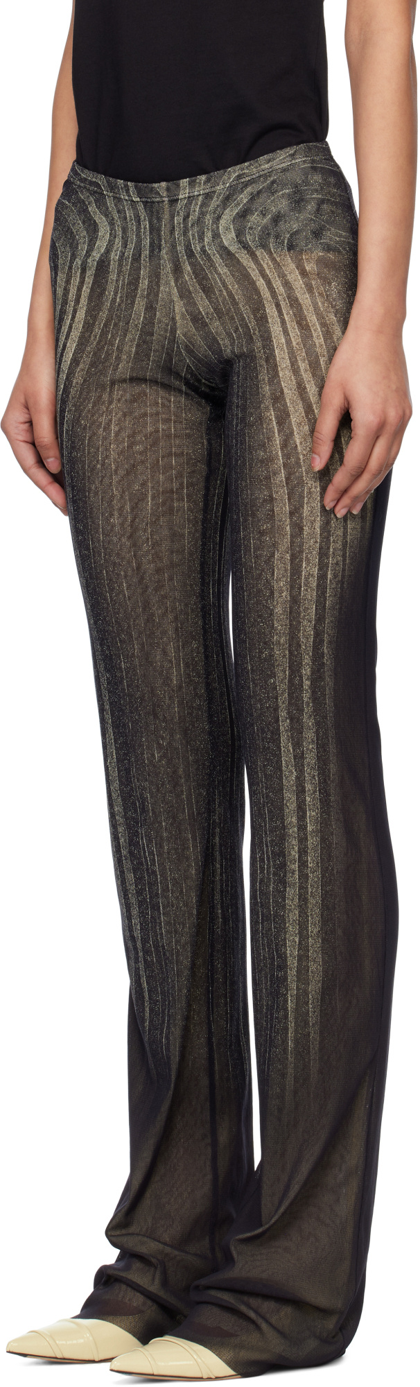 Jean Paul Gaultier Spiral-print Trousers In Black
