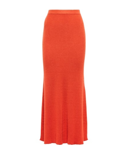 Gabriela Hearst Epper Ribbed Knit High-waisted Midi Skirt In Red