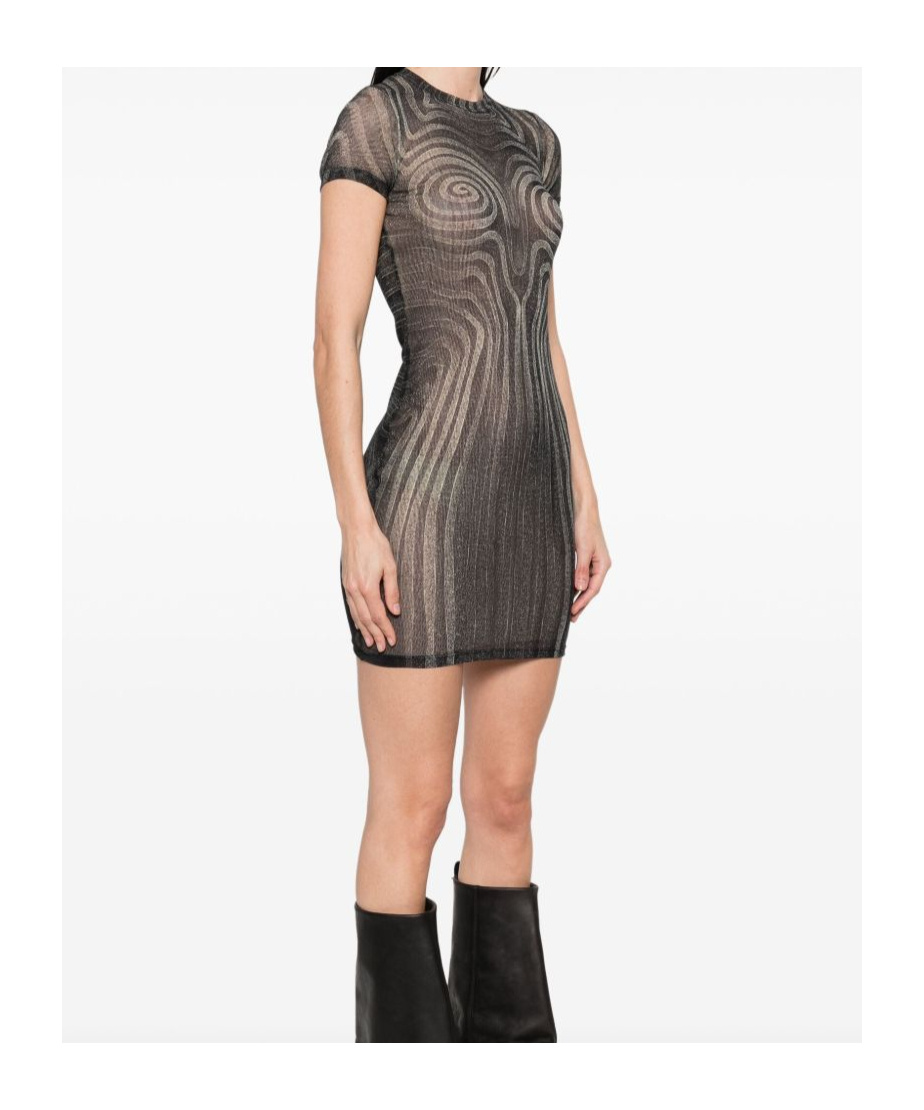 Shop Jean Paul Gaultier Spiral Mini Dress In Black