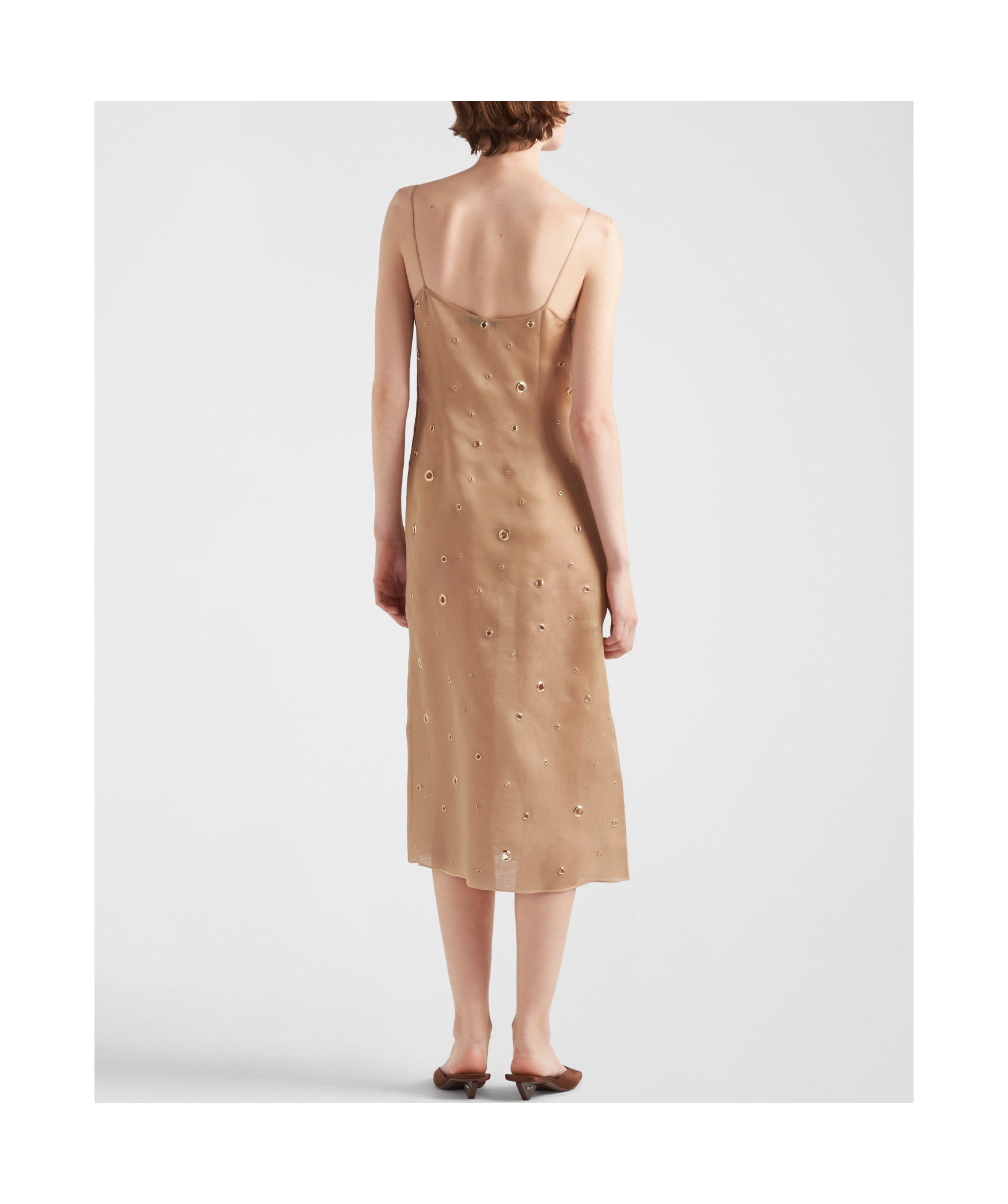 Prada Women's Beige Organza Dress In Brown