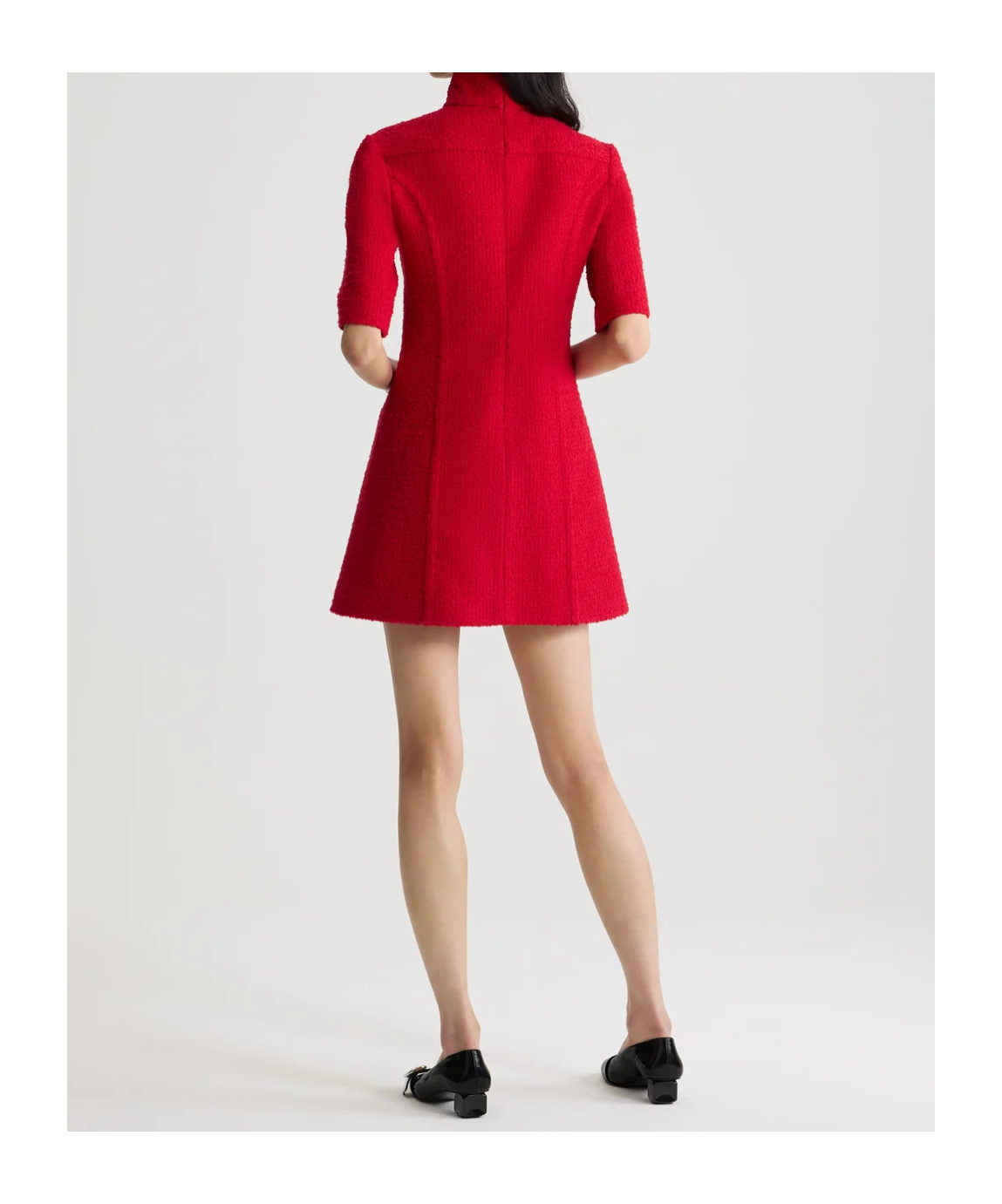 Patou High-neck Tweed Dress In Red