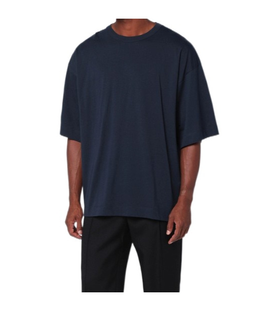 Dries Van Noten Oversized Short Sleeve Round Neck Cotton T-shirt In Blue