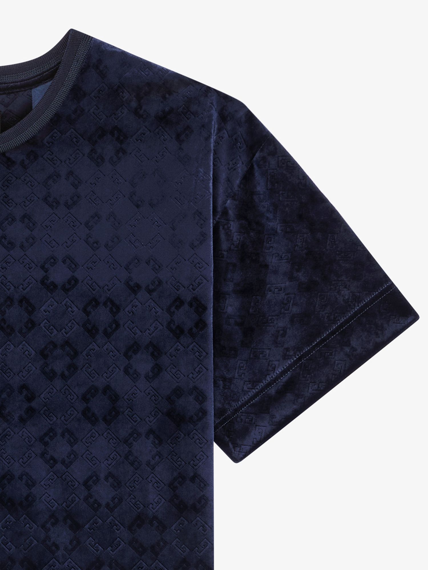 Givenchy Navy Monogram 72 Velvet T-shirt In Black