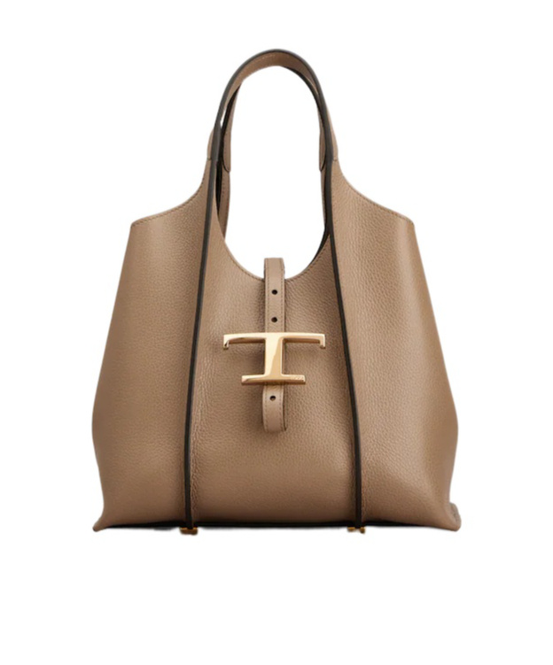 Tod's T Timeless Mini Leather Shoulder Bag In Sand