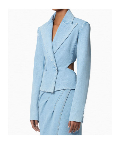 Nina Ricci Cut Out-detail Denim Blazer In Multi