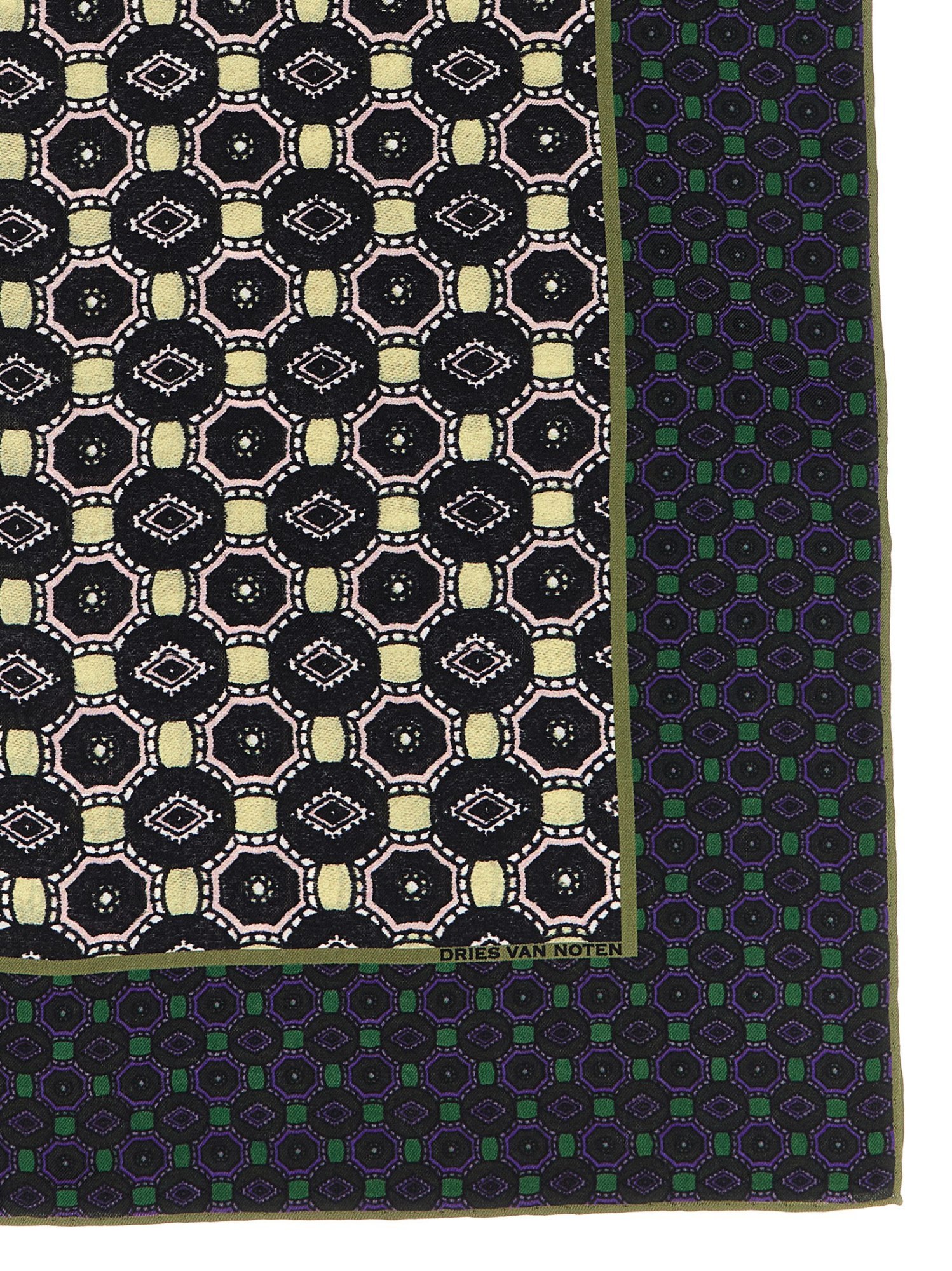 Dries Van Noten Geometric Pattern Silk Scarf With Intricate Detailing In Multi