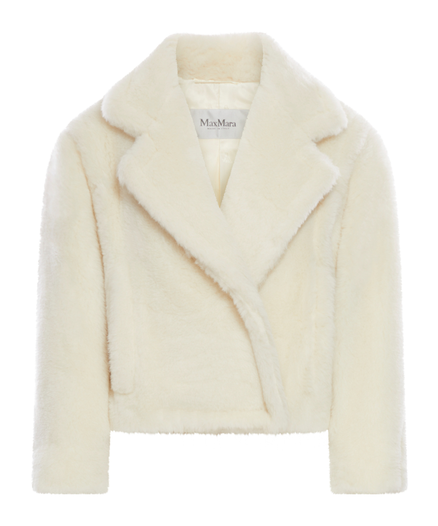 Max Mara Women Teddy Bear Icon Crop Coat In Wool And Alpaca In White