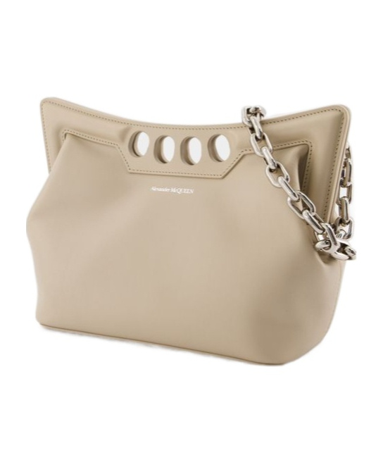 Alexander Mcqueen The Peak Small Curved Shoulder Bag In Nude