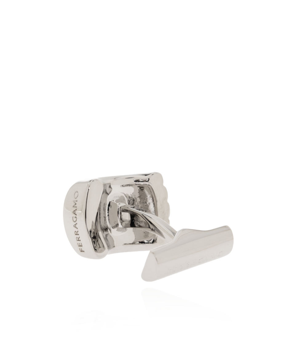 Ferragamo Logo-engraved Cufflinks In White