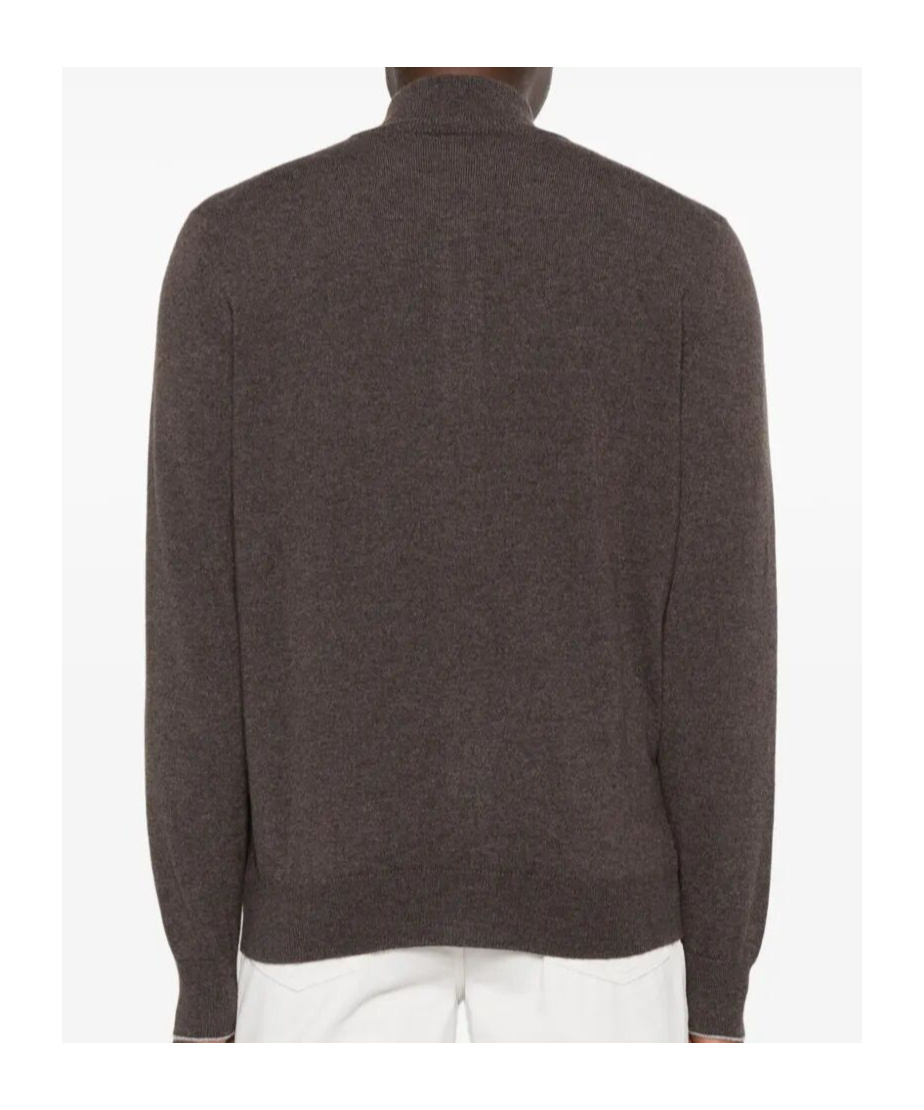 Brunello Cucinelli Full Zip Cashmere Cardigan In Brown