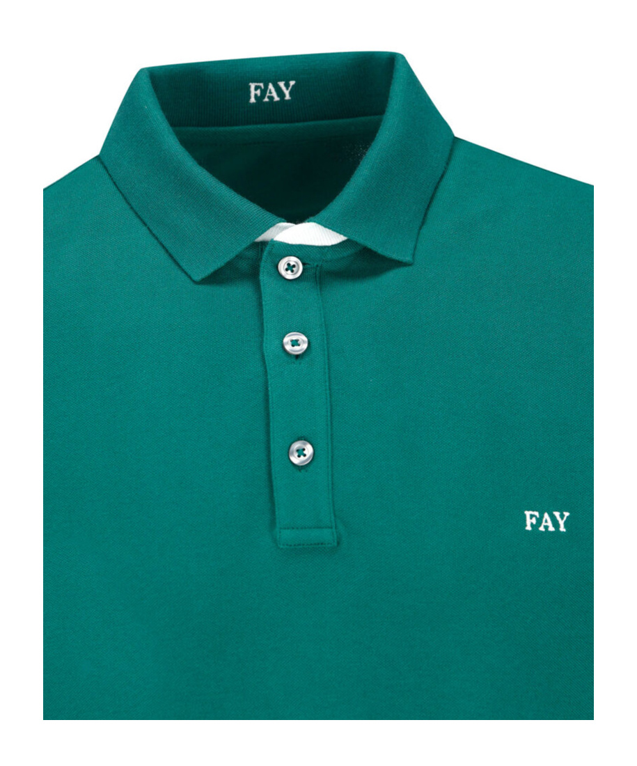 Fay Logo-embroidered Short-sleeved Polo Shirt In Green