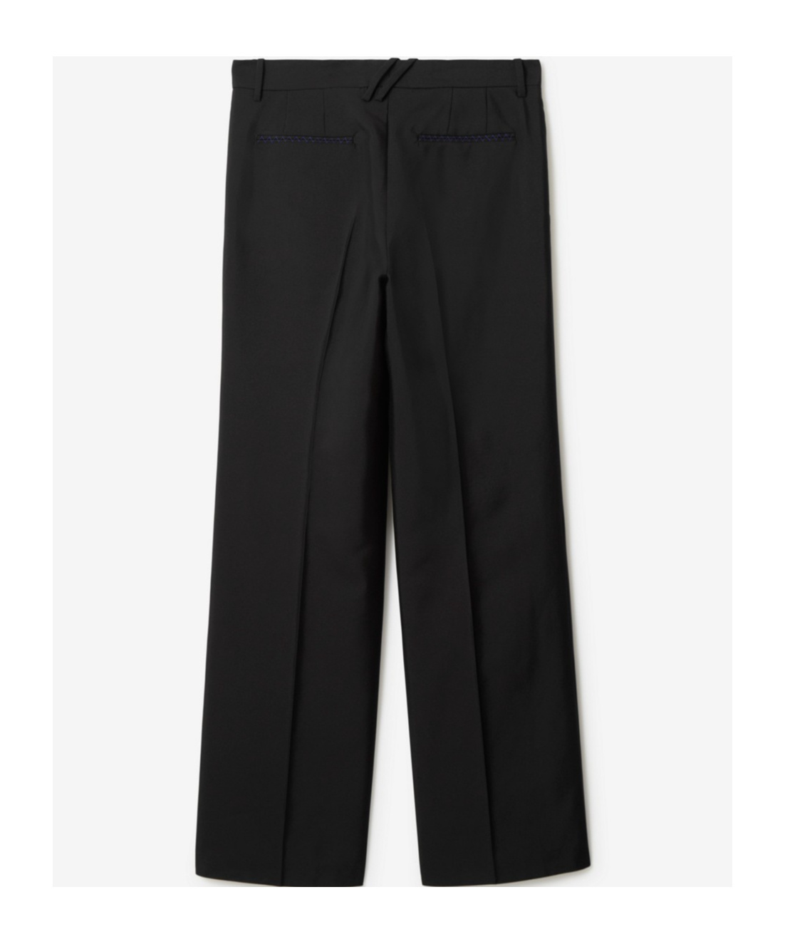 Burberry Suit Pants In Navy Blue Wool. Straight-leg Cut. Zippered Closure And Belt Clip. In Black