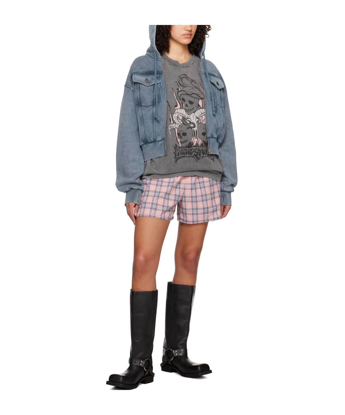 Acne Studios Check Elastic Shorts In Multicolor