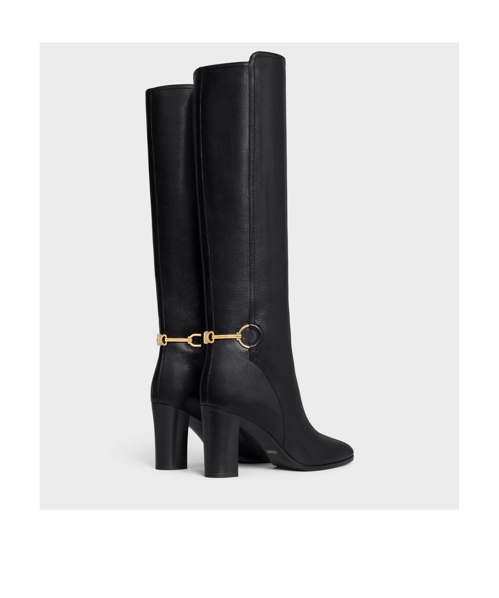 Celine Claude Calfskin High Boots In Black