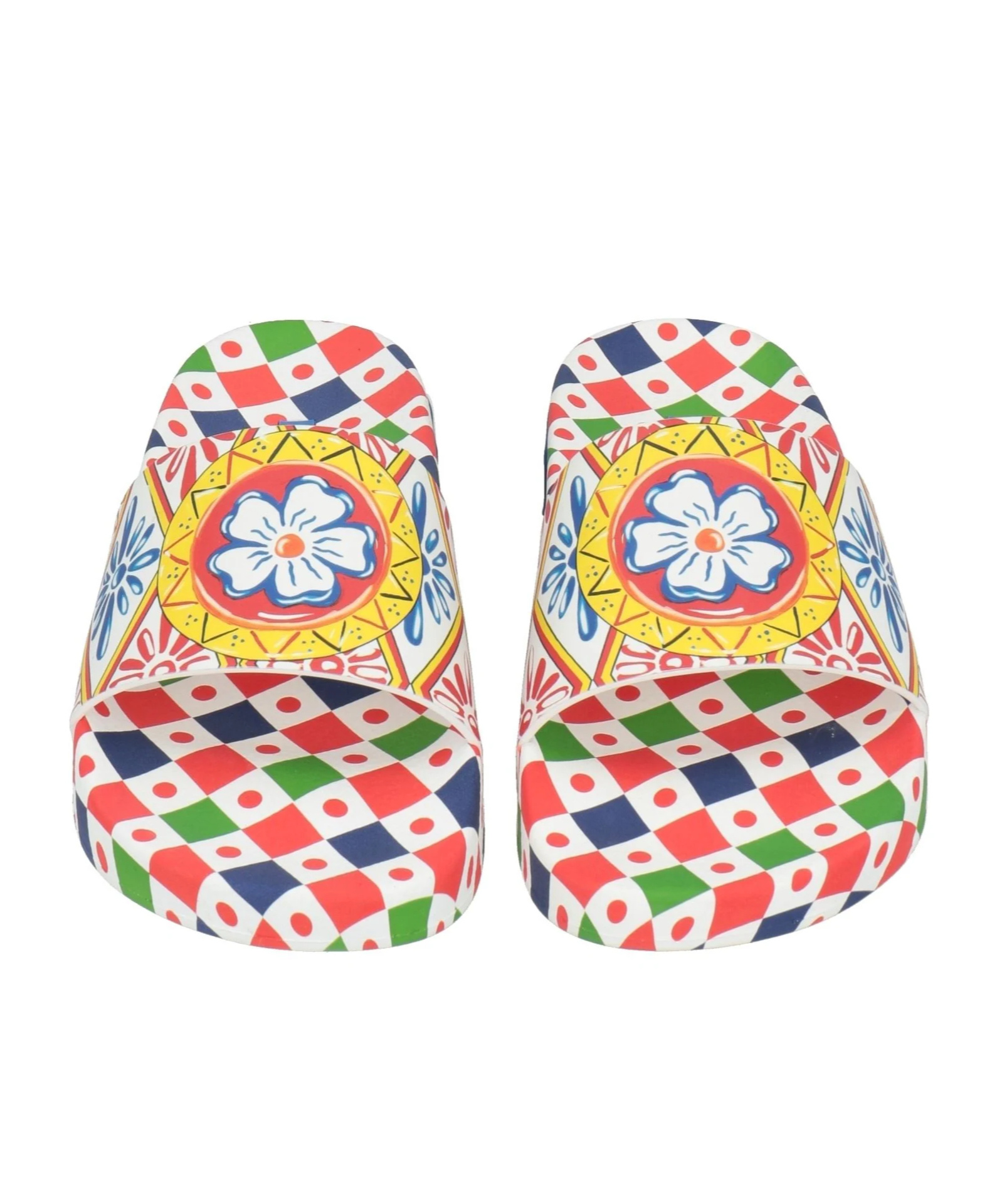 Dolce & Gabbana Printed Slides In White