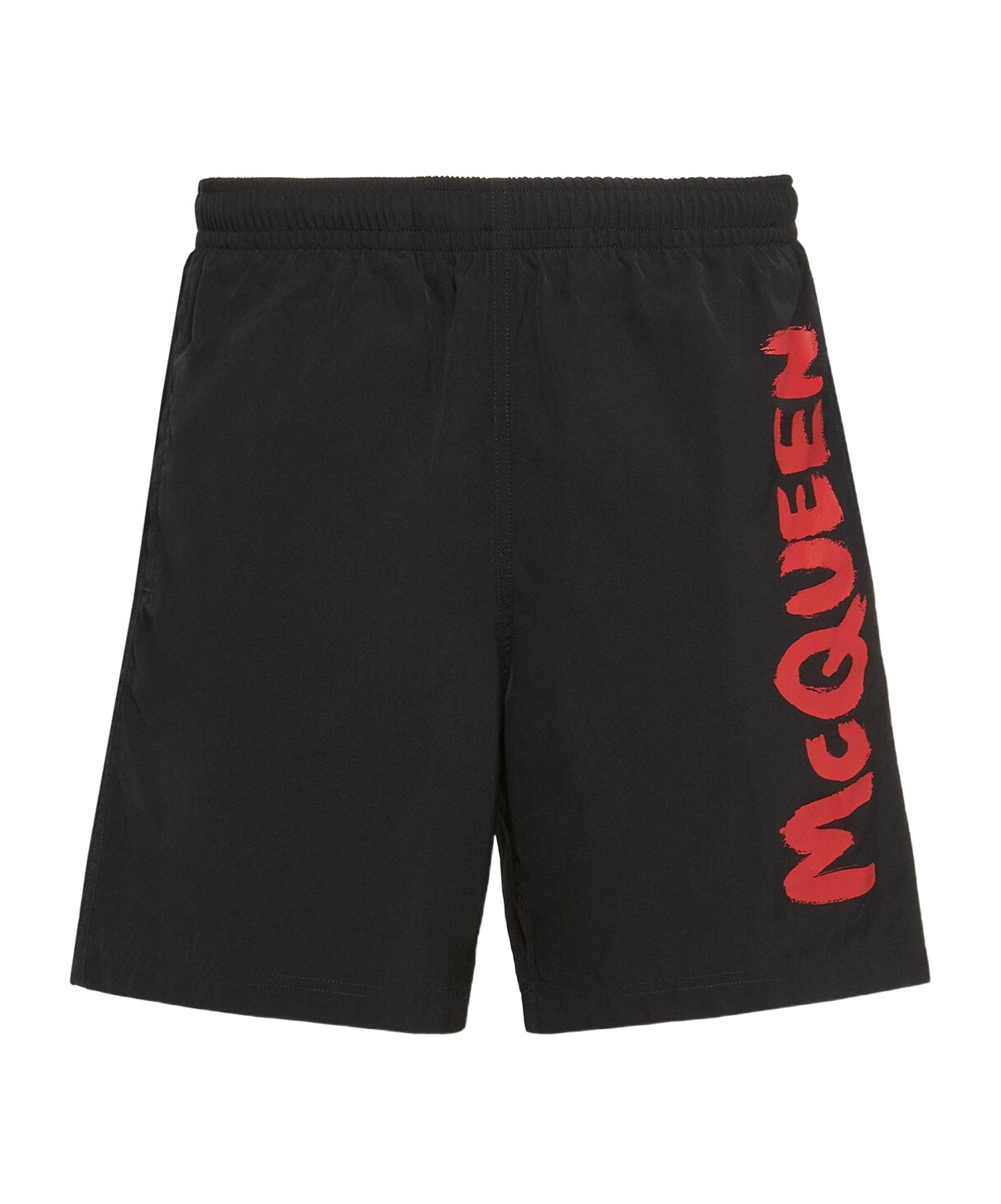 Shop Alexander Mcqueen Logo-print Swim Shorts In Black