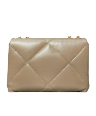 Tory Burch Brown Kira Diamond Quilt Convertible Soft Leather Bag In Nude