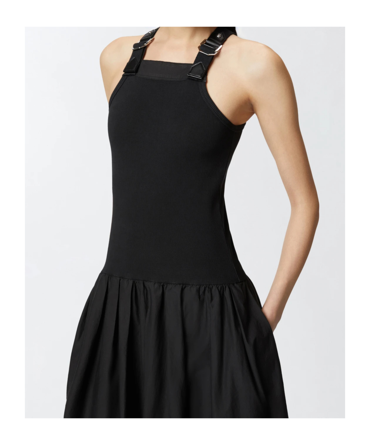 Pinko Balloon Skirt Midi Dress In Black