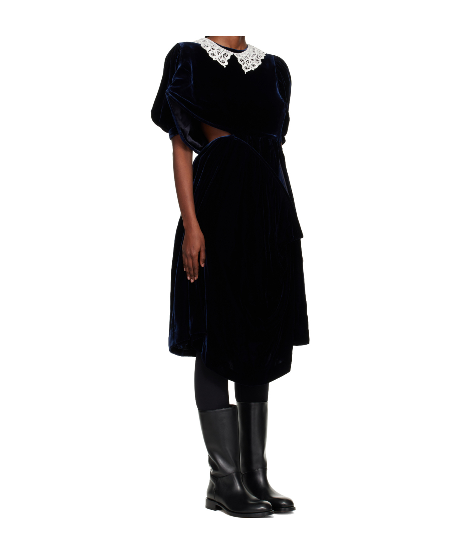 Junya Watanabe Navy Angular Midi Dress In Multi