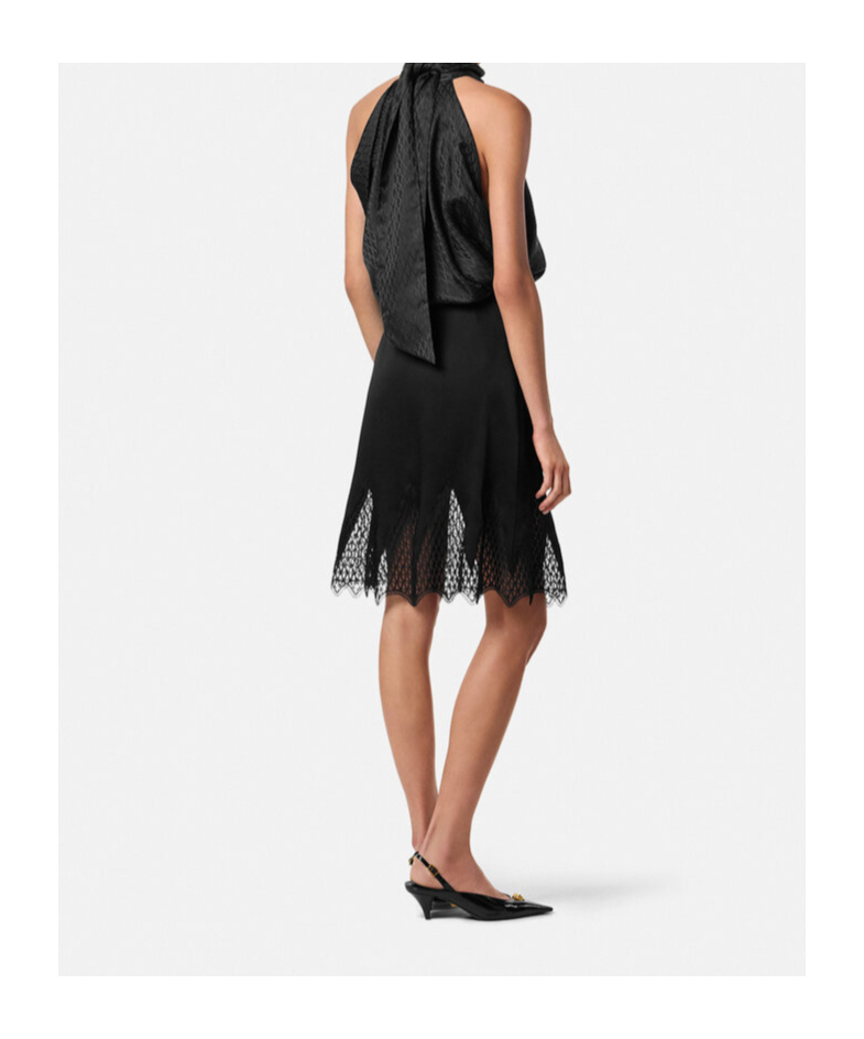 Versace Lace-trim Midi Skirt In Black
