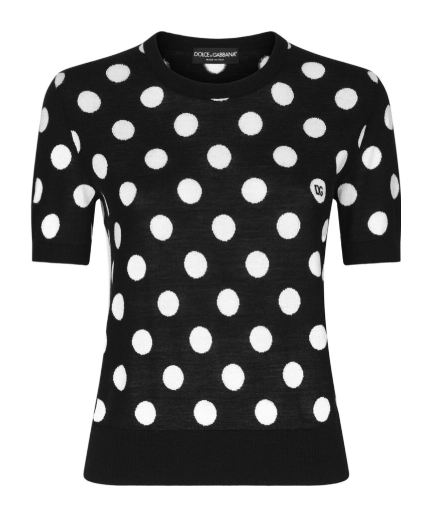 Dolce & Gabbana Polka-dot Inlay Knitted Tank Top In Black