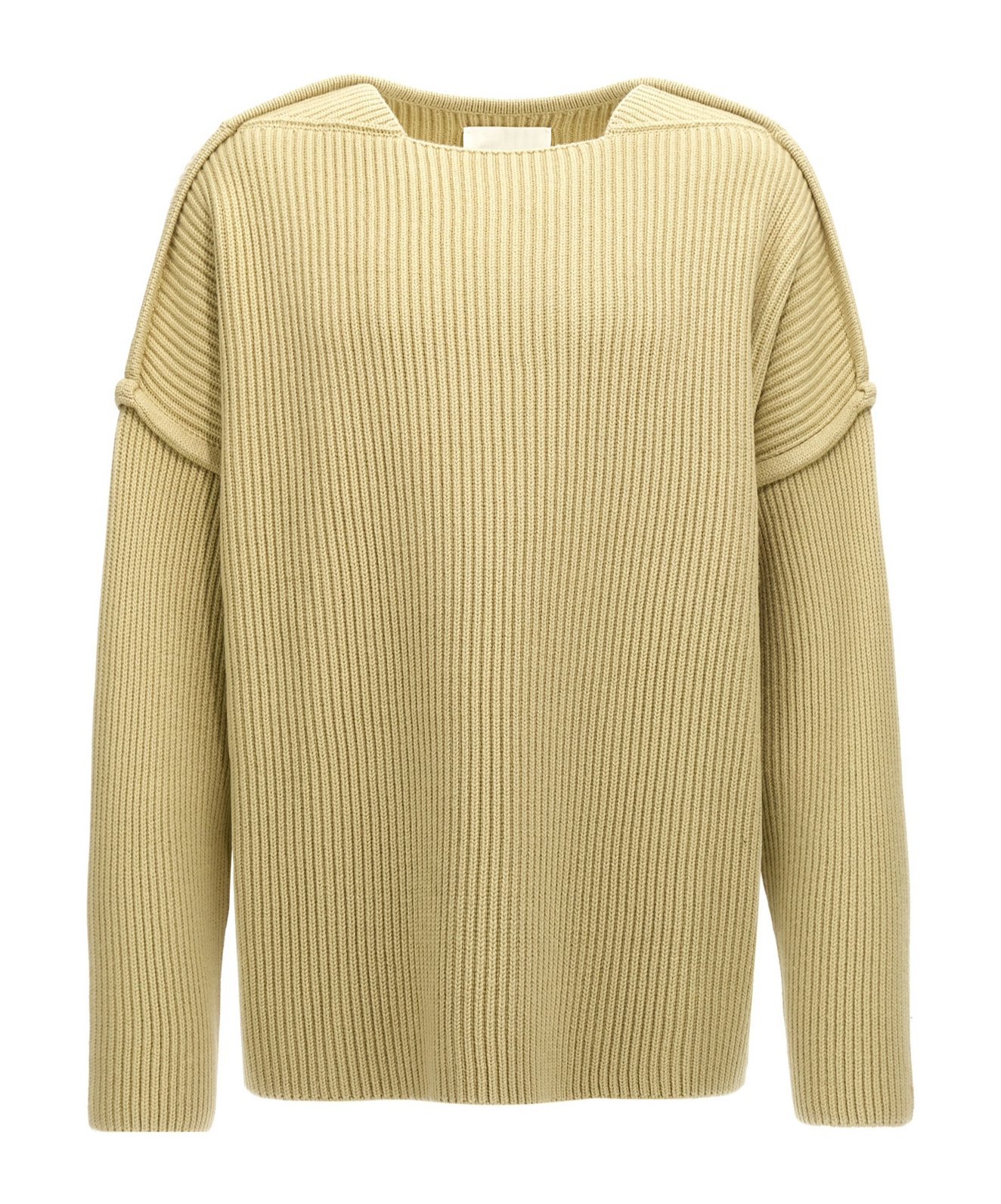 Jil Sander Geometric Neckline Sweater With Dropped Shoulders In Nude