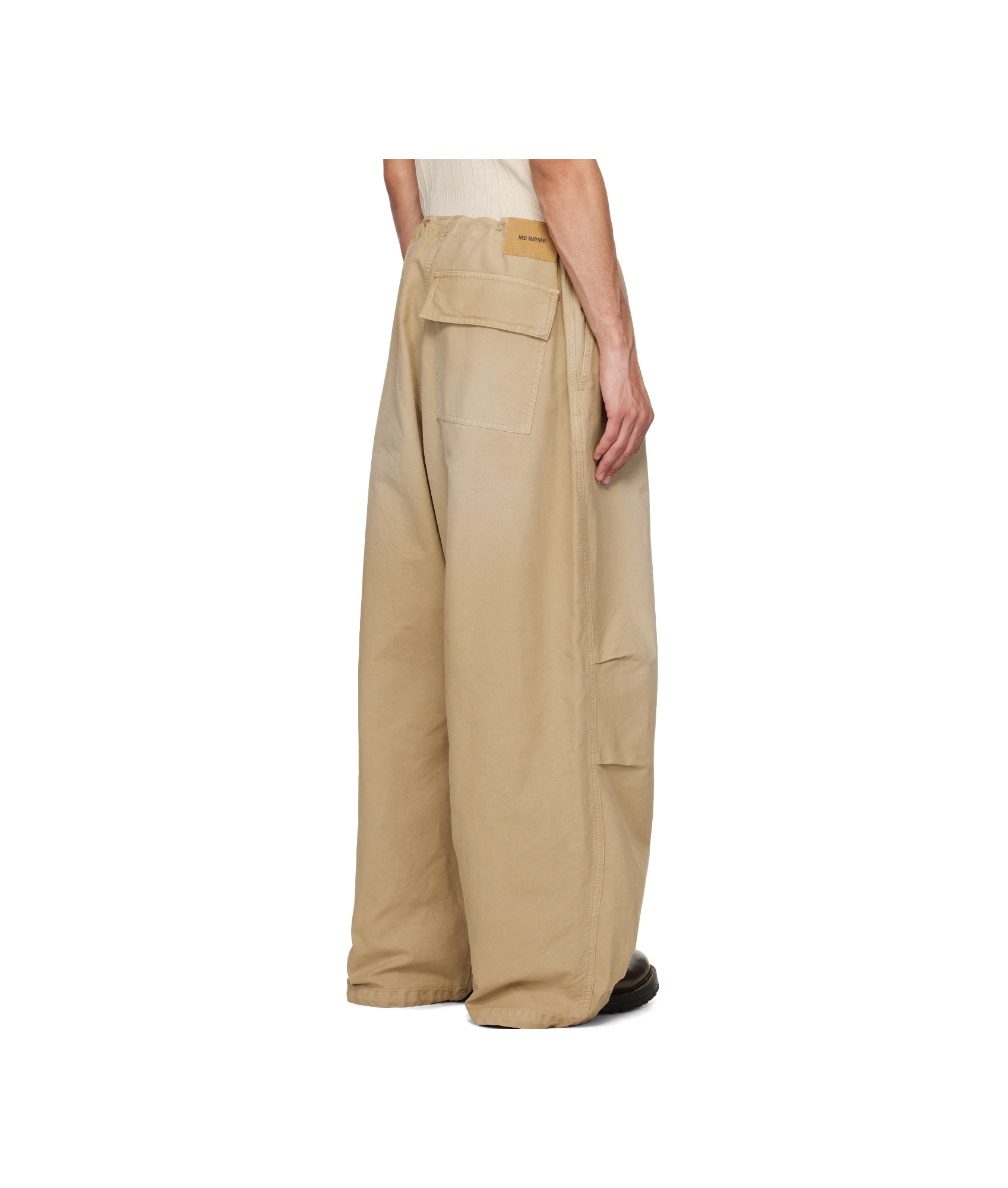 Hed Mayner Beige Drawstring Trousers In Beige
