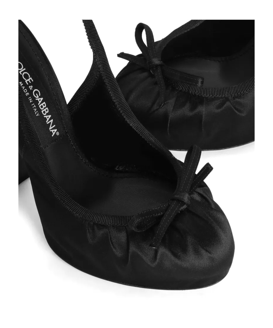 Dolce & Gabbana Satin Slingback Platform Shoes In Black