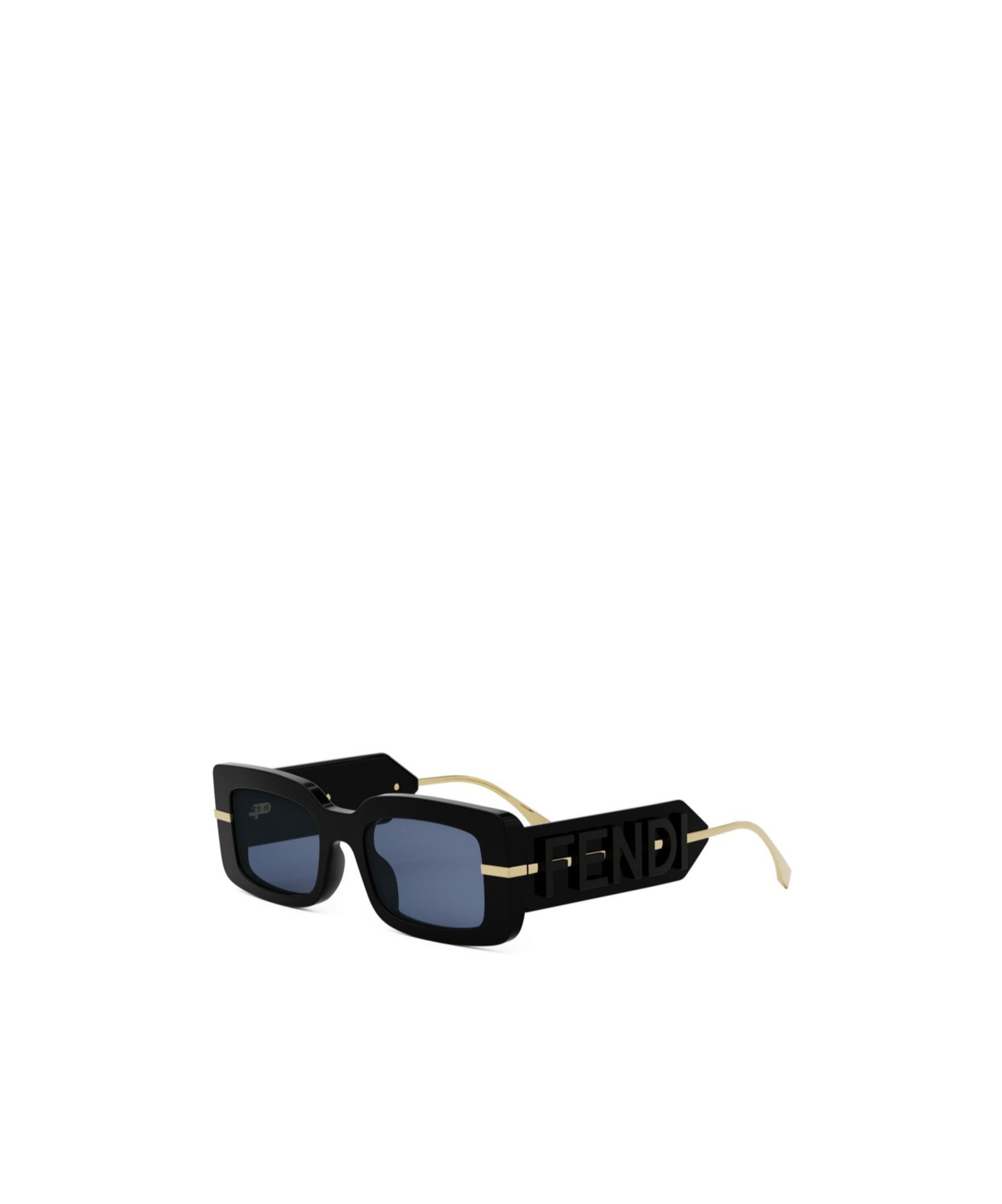 Fendi Logo Acetate Rectangle Sunglasses In Black | ModeSens display picture 2