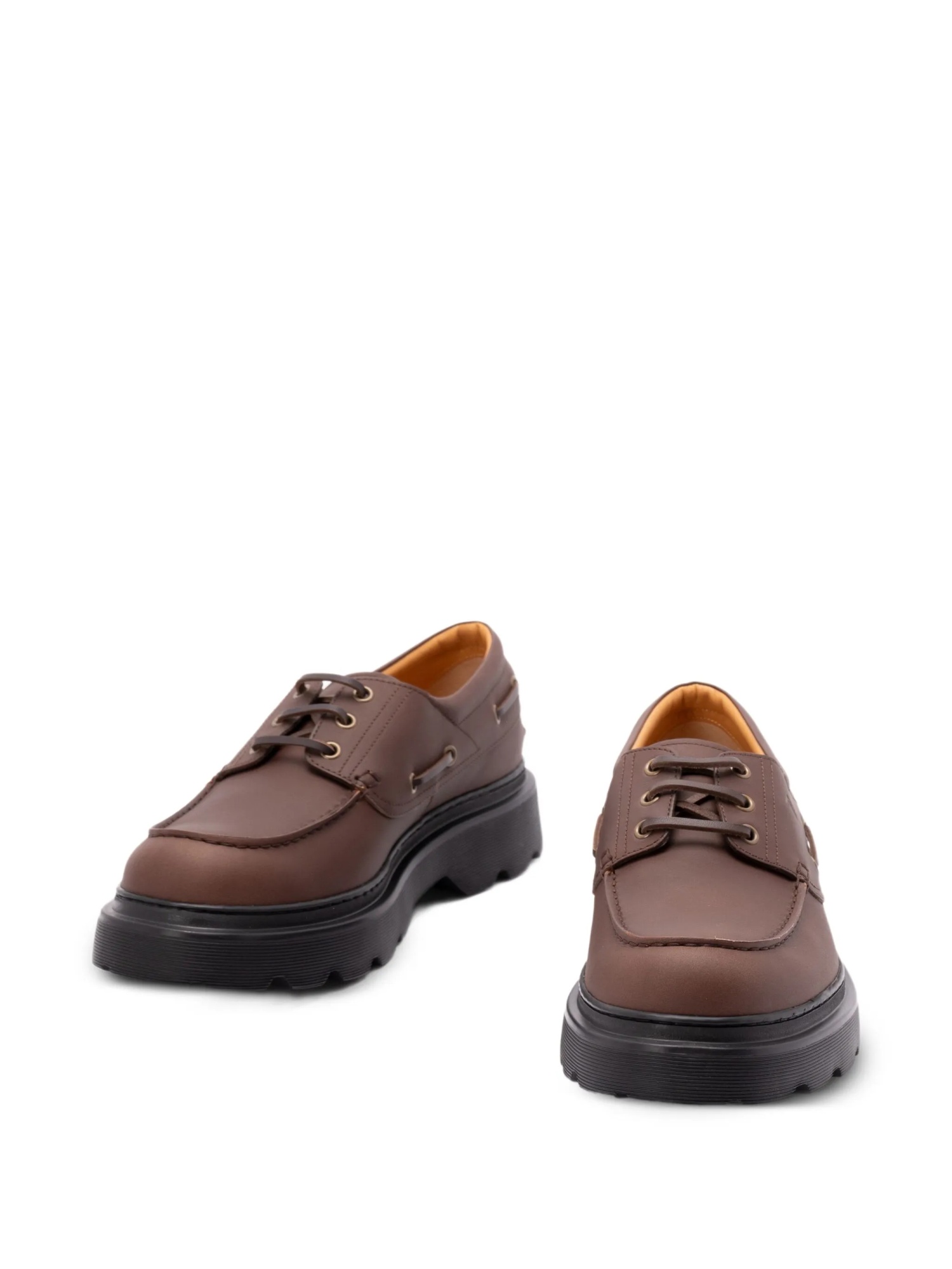 Tod's Boat Shoes With Chunky Sole And Eyelet Detailing In Brown