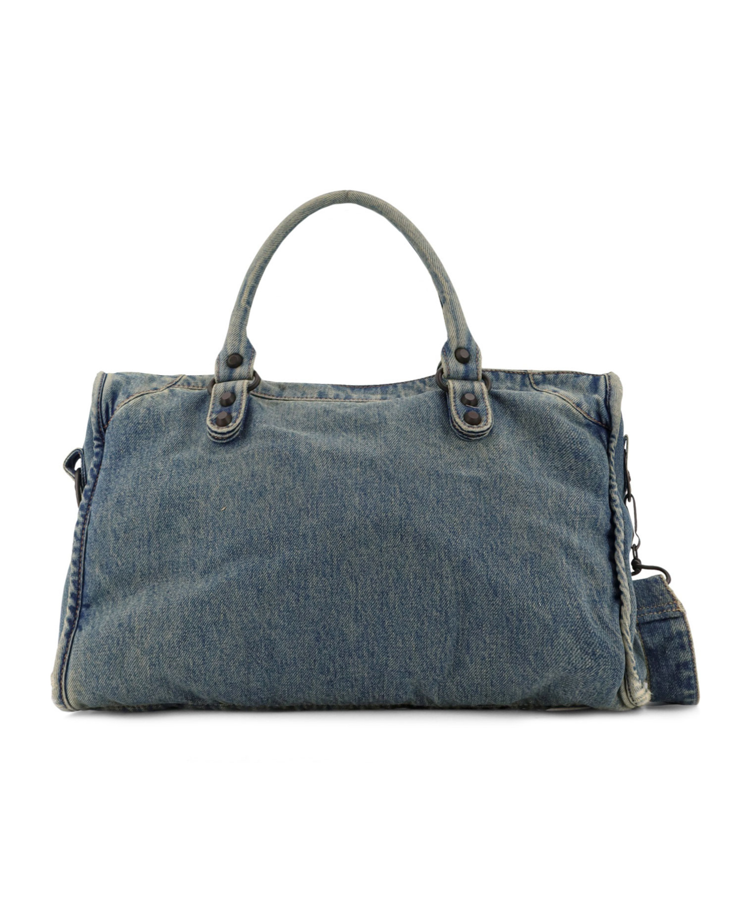 Balenciaga Le City Medium Denim Shoulder Bag In Gray