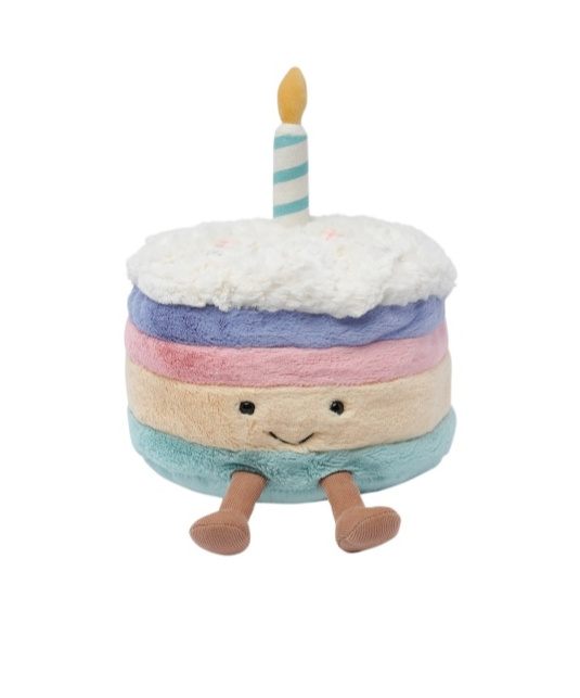Jellycat Amuseables Rainbow Birthday Cake Doll In Multi