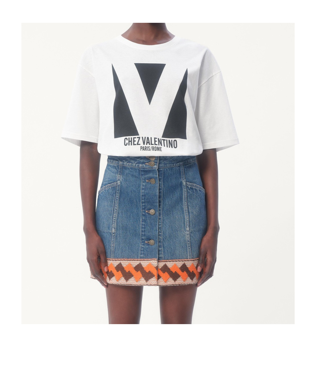 VALENTINO JERSEY COTTON T-SHIRT WITH CHEZ VALENTINO PRINT