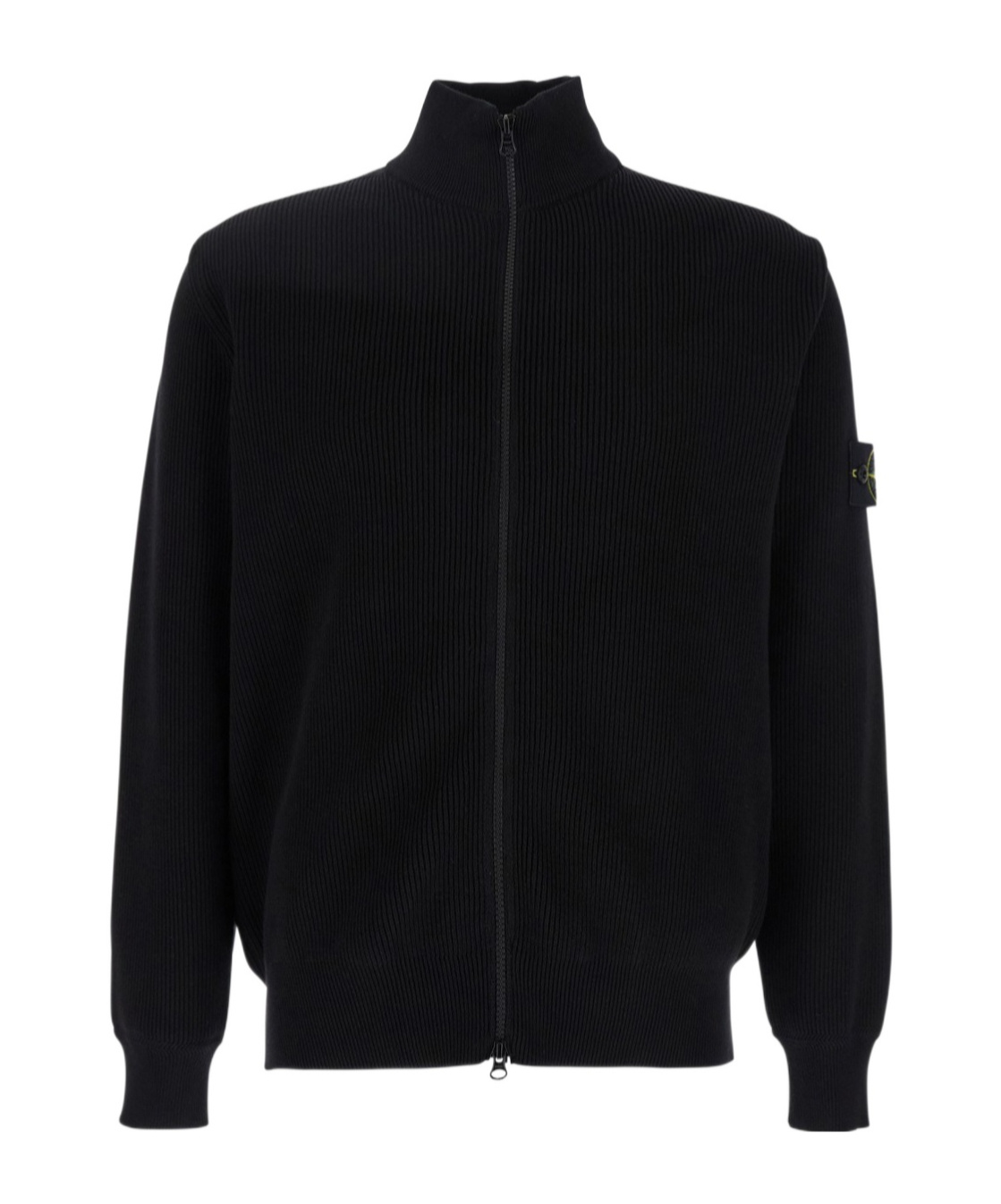 Stone Island Long-sleeved Zipper Cardigan In Black