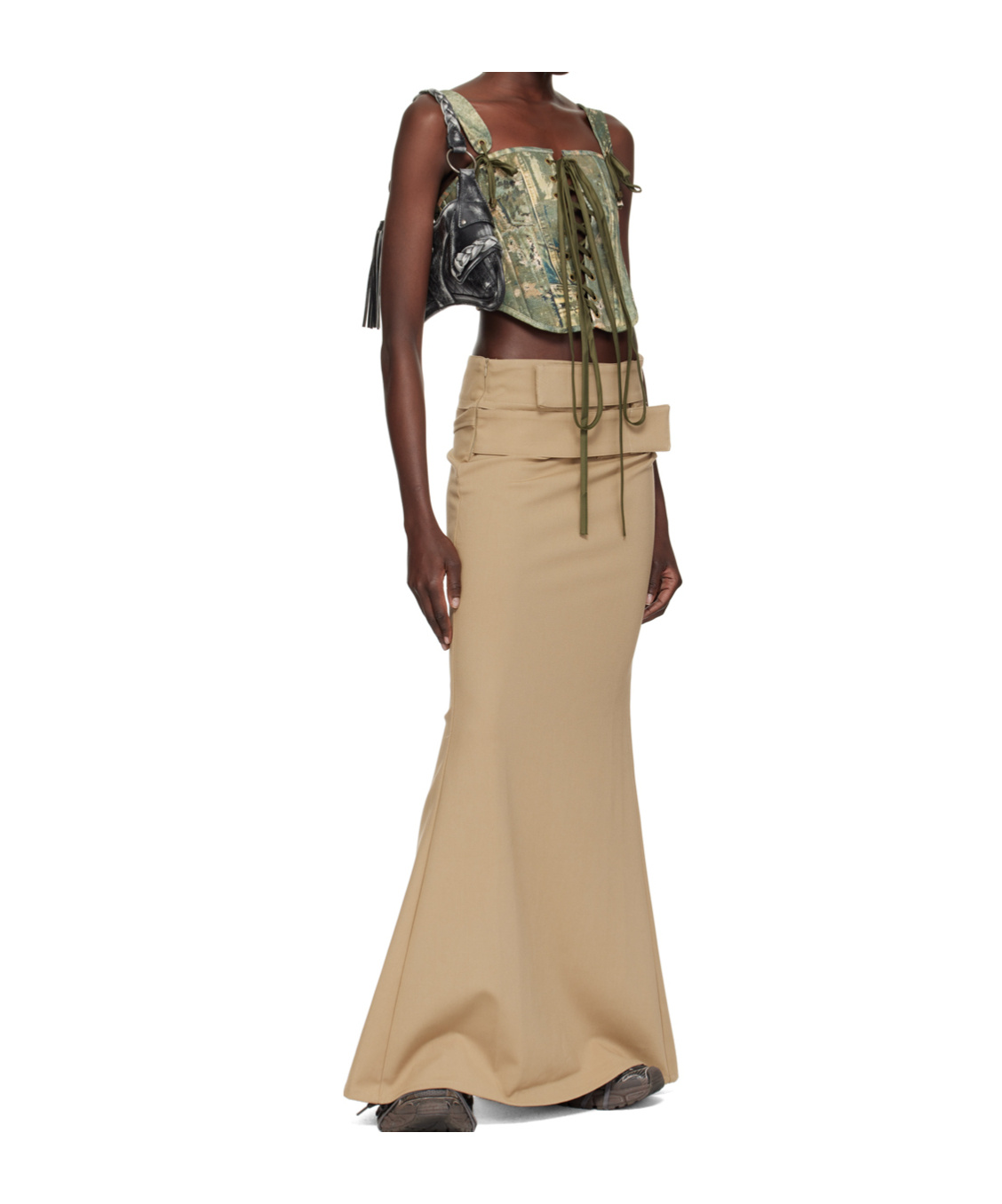 RAGA MALAK PRINTED DENIM CORSET