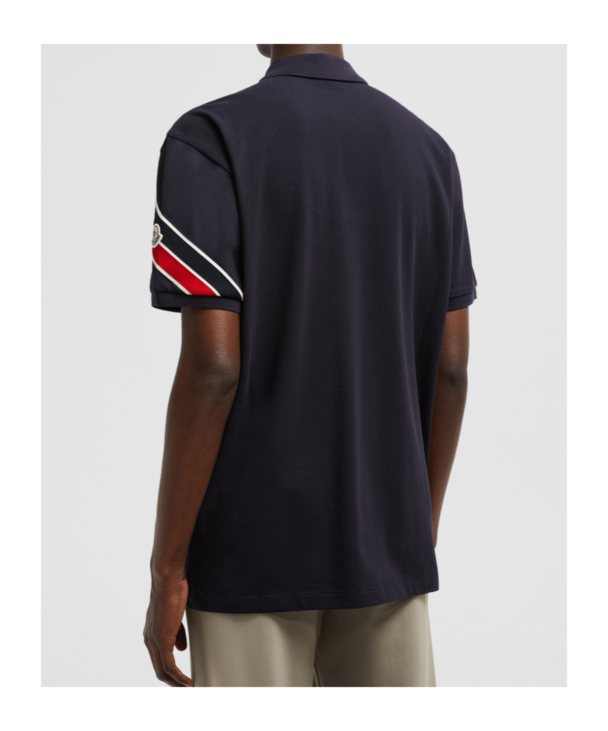 Moncler Short Sleeve Pique Polo Shirt In Blue
