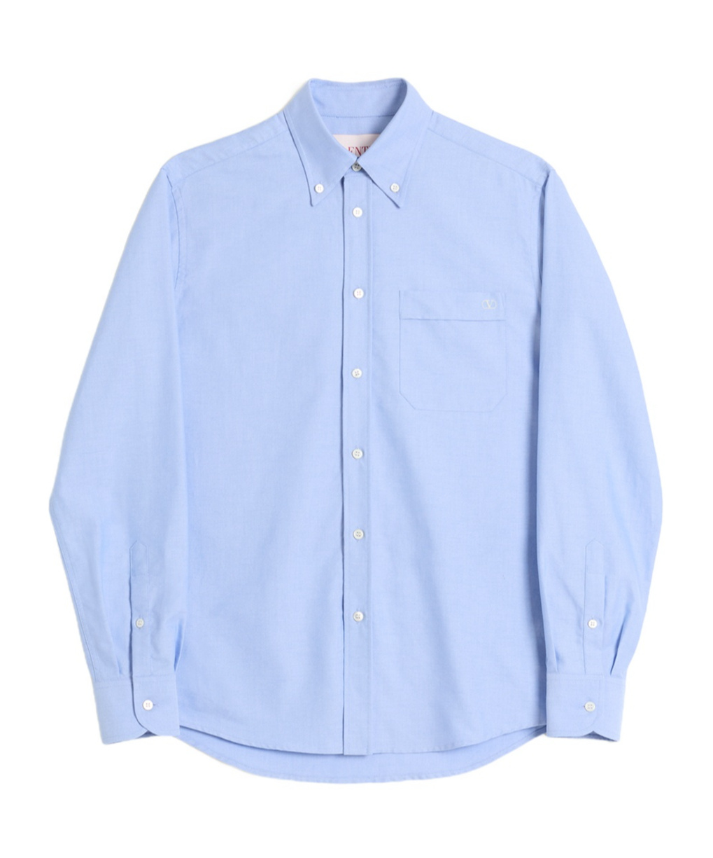 Valentino Vlogo Embroidered Shirt In Blue