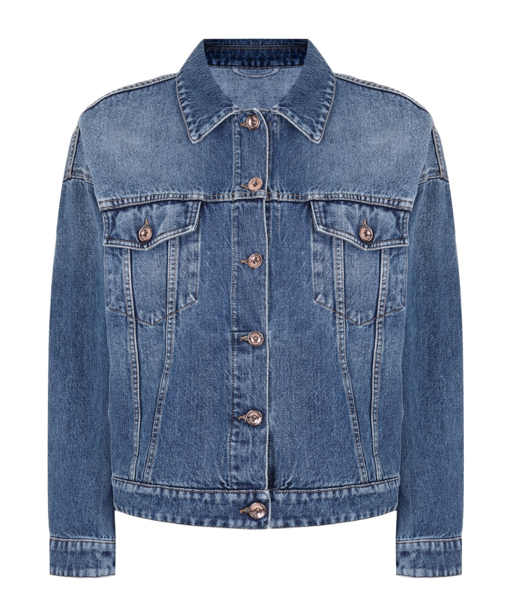 Brunello Cucinelli Long Sleeve Denim Jacket In Blue