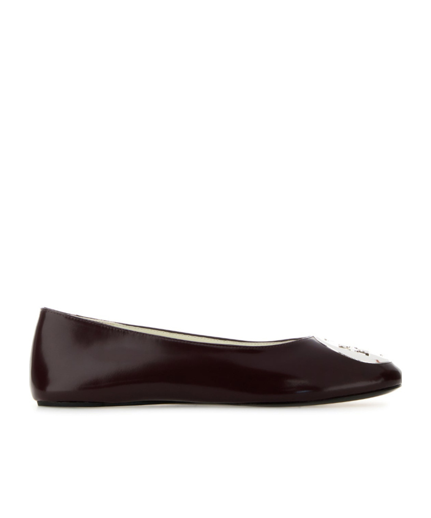 Tory Burch Logo-plaque Ballet Flats In Burgundy
