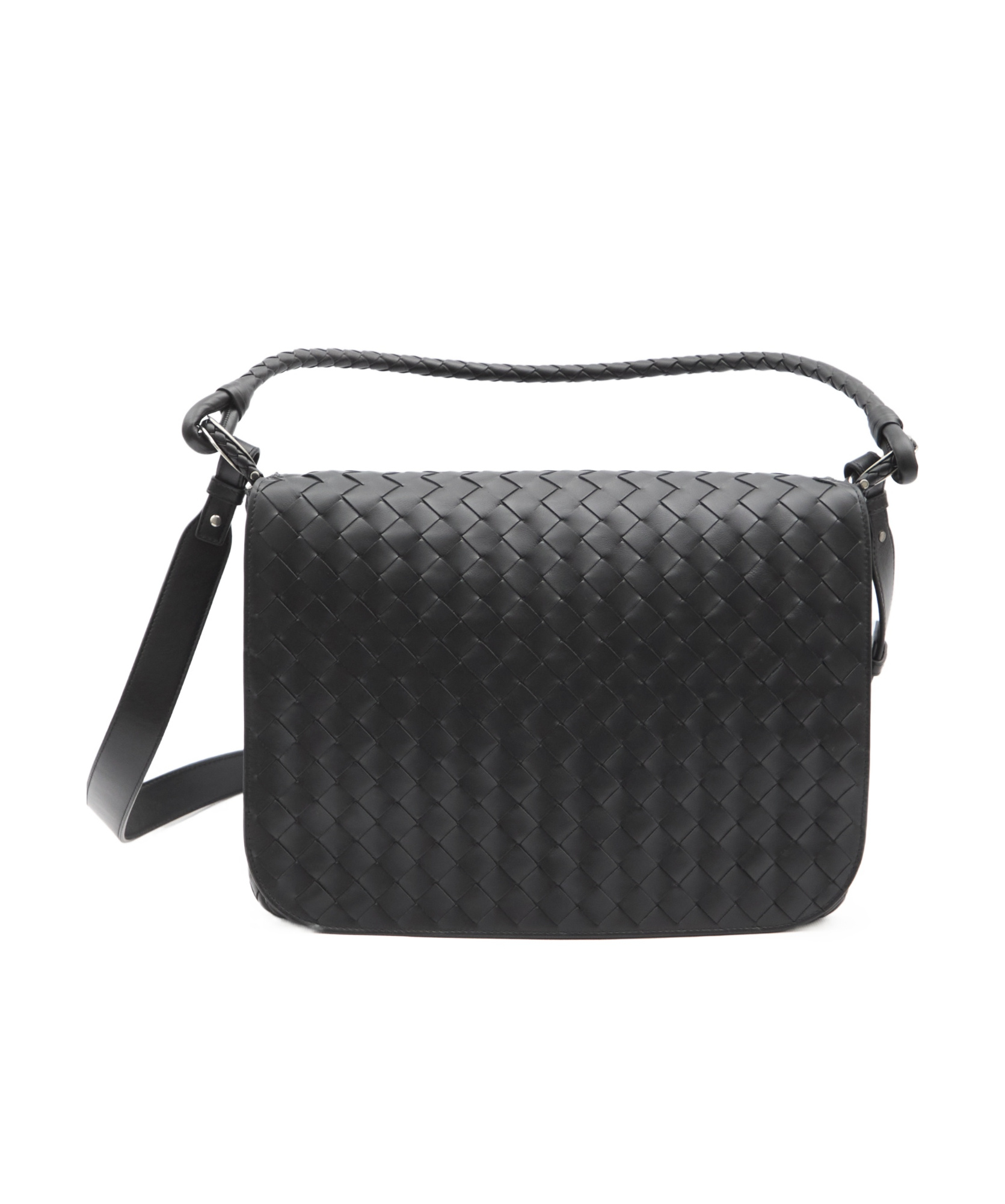 Bottega Veneta Swing Intreciato Vn Shoulder Bag In Black